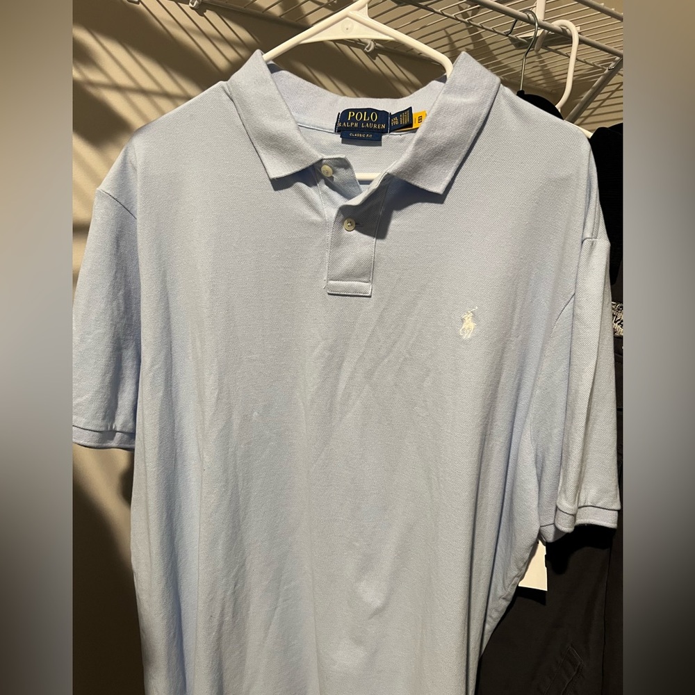 Men’s Polo Light Blue with White Emblem